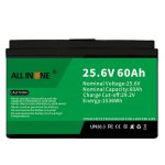 25.6V 60Ah ایمنی/عمر طولانی LFP باتری برای RV/Caravan/UPS/Golf Cart 24V 60Ah
